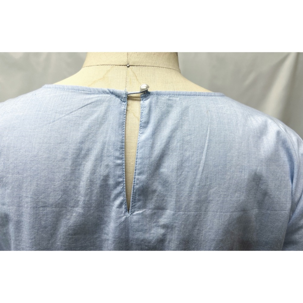 Sky Blue 3/4 Sleeve Faux Pearl Blouse - Picture 5 of 15